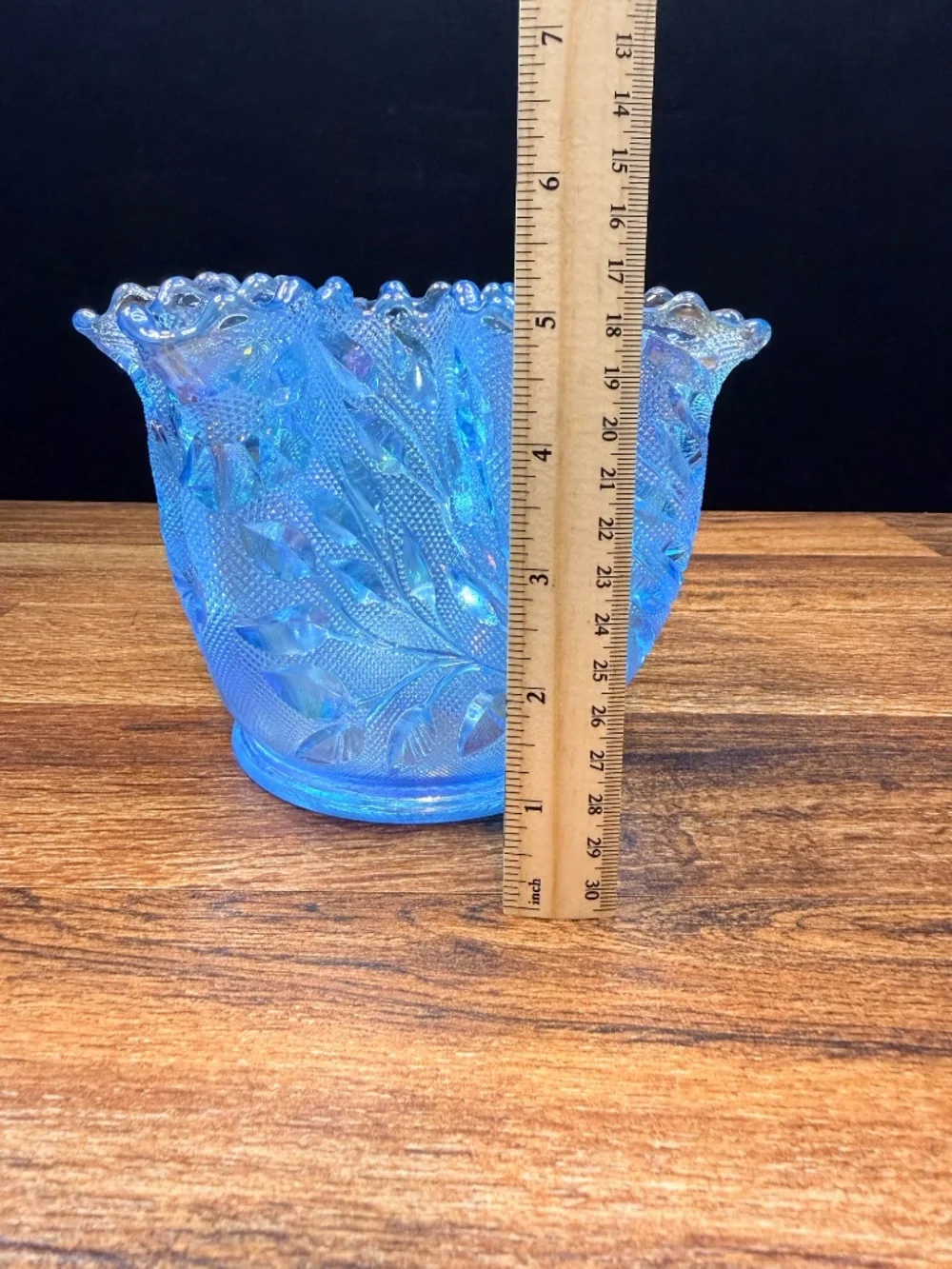 1980s WESTMORELAND Blue Iridescent Vase